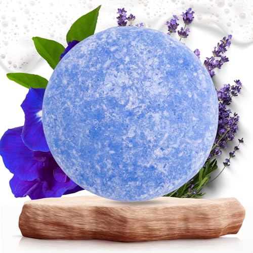 Champú Sólido en Barra Índigo y Lavanda | Shampoo Matizante Natural para Canas y Rubios Claros | Evita Tonos Amarillos, Aporta Brillo y Suavidad | Sin Sulfatos, Vegano, Artesanal y Zero Waste – 65 g