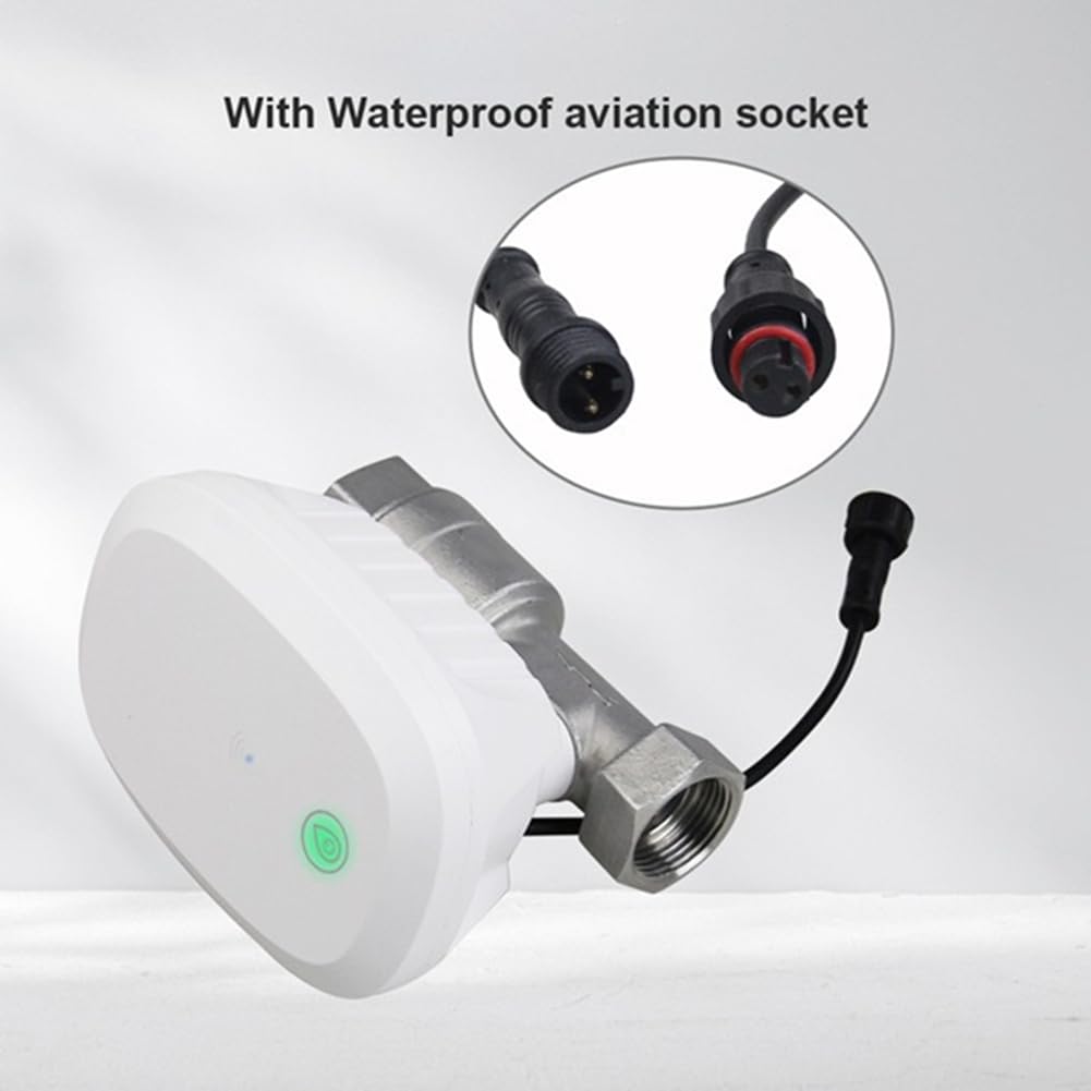 Válvula de Agua Inteligente Tuya con WiFi, Medidor de Agua, Caudal, Consumo, Visualización de Temperatura, Temporizador, Control de Vida Inteligente, Enchufe Europeo.