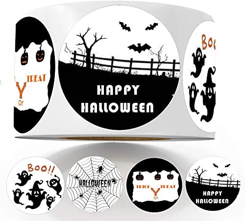 JianDay Happy Halloween Stickers for Kids Halloween Candy Stickers Theme Party Favor Decoration Thank You Labels for Small Business - 2 Inch 500 Pcs Per Roll
