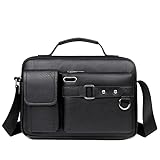 Vintage Style Business Messenger Bag for Men, Classic Black Leather Crossbody Shoulder Bag for Men with Multiple Pockets, Men's Bag with Top Handle