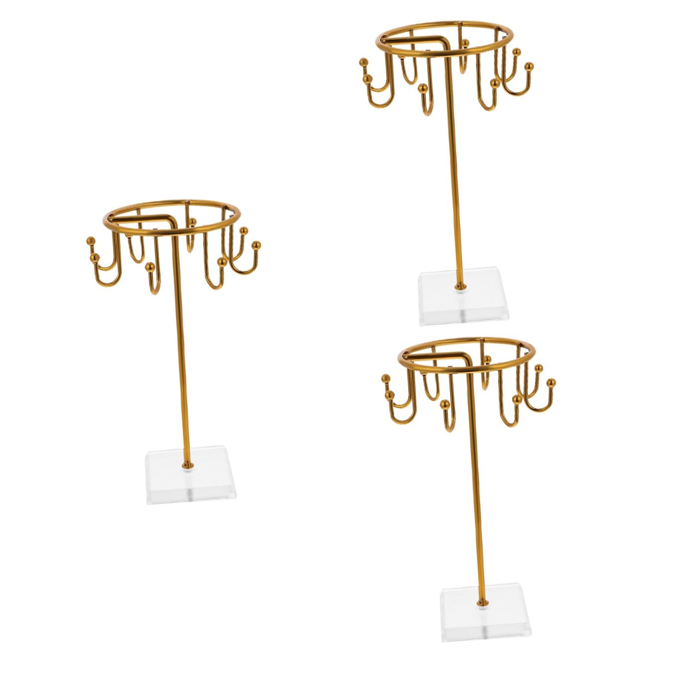 Ciieeo 3 Pièces Porte-Bijoux En Fer Collier Boucles D'Oreilles Présentoir À Bijoux Coiffeuse Porte-Bijoux Support À Bijoux En Forme De T-Or Présentoirs De Boucles D'Oreilles