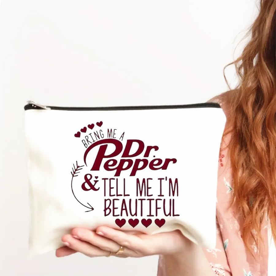 Dr Pepper Humor Themed Canvas Toiletry Bag,Minimalist Design,Lightweight Cosmetic Pouch with Durable Zipper Closure,Versatile Makeup Case for Travel, Holiday Gift Multipurpose Organizer - Image 6