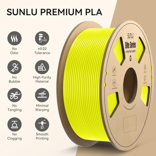 Image of PLA Filament 1.75mm, Fit Most FDM 3D Printers, Neatly Wound 3D Printing Filament 1.75mm, Dimensional Accuracy + /- 0.02 mm, 1kg Spool (2.2lbs), Yellow