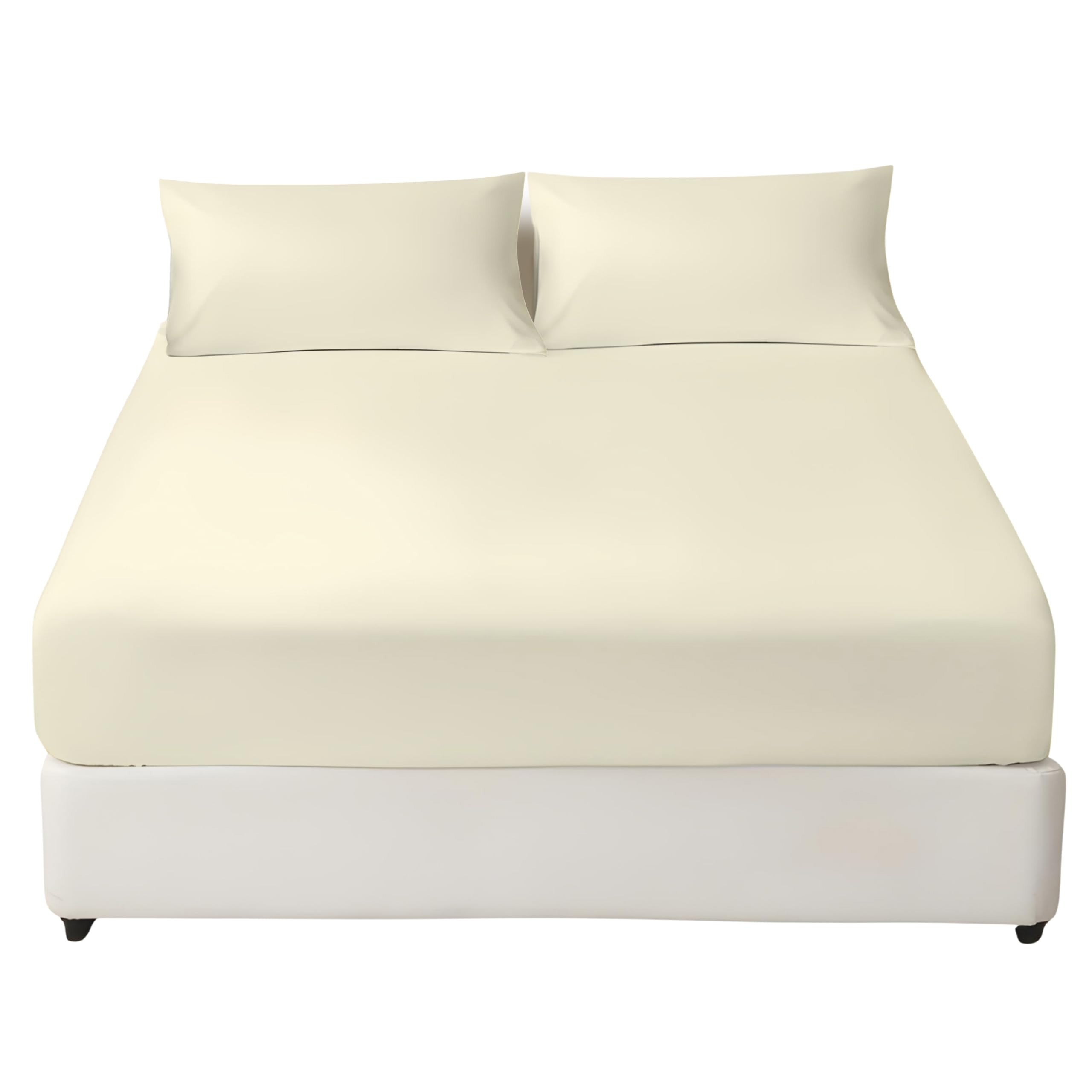 BRIT COTTON® Cream 4FT Small Double 100% Egyptian Cotton Fitted Sheet – 200 Thread Count, 16-Inch (40cm) Extra Deep Pocket, Soft & Breathable Luxury Bedding for Thick Mattresses
