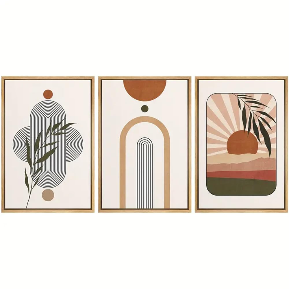 WBYZAC Art Prints-Canvas Print Wall Art Geometric Plant Shining Sun Abstract Nature Illustrations Modern Art Nordic for Living Room Bedroom Office Decor-50 * 70cm*3PCS (No Frame)
