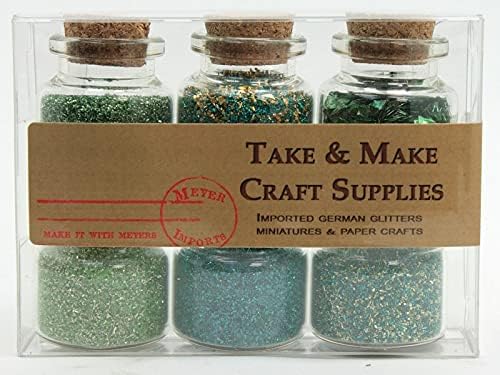 Meyer Imports Different Color Blended German Glass Glitter Sets Spring Green Set of Glitter Popular Different Grit Sizes