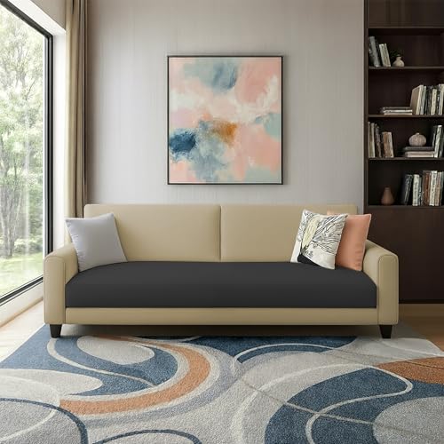 Image of Kathleen 3 Seater Sofa Set for Living Room - Foldable Convertible Couch Furniture for Home, Office or Guest Use, Modern Designer Stylish Comfortable (Cream Black)