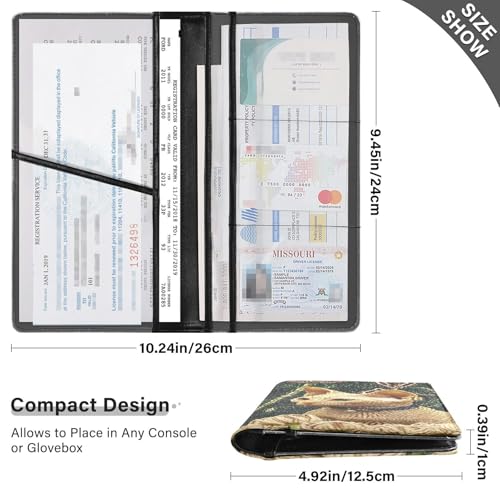 Car Registration and Insurance Holders Vintage Cat Print, PU Leather for License Documents Cards3