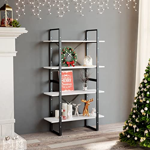 QZZCED Estantería decorativa para salón, librería, oficina, 4 compartimentos, color blanco, 80 x 30 x 140 cm, material de madera para estudio, dormitorio, salón