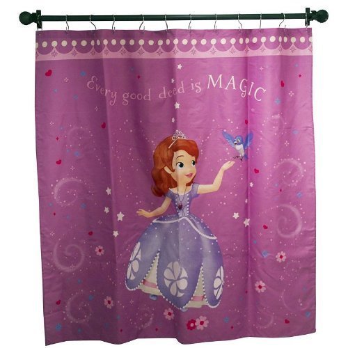 Rideau de douche Disney Sofia en tissu doux pour illuminer le bain de votre fille
