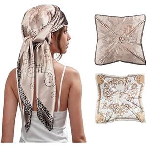 2 Pcs Head Scarf for Women Like Satin Head Scarf Silk Scarf for Women Hair Wrap Sleeping 35 x 35 Inches Head Scarf-7