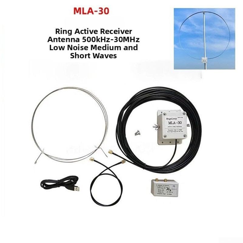Antena de bucle activo MLA-30: 500kHz-30MHz Recepción de bajo ruido para SWL Ham Radio de onda corta Escuchar en espacios urbanos de la azotea del balcón (MLA-30)