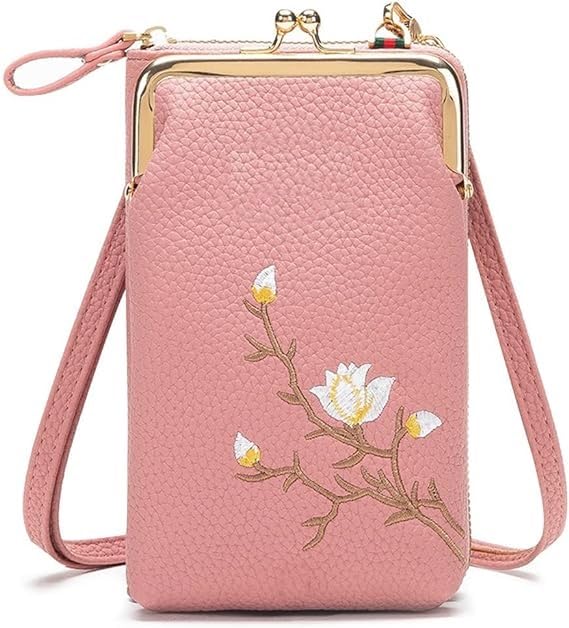 LEXSO Womens Small Cross-Body Phone Bag Stylish PU Leather Mobile Cell Phone Holder Pocket Purse Wallet Sling Bag Pink Mini Shoulder Bags For Girls, Wife, Mother (Pink-Flower) (B0D2P2PSZX) Amazon Price History, Amazon Price Tracker