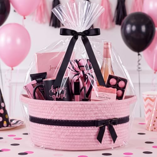 Image of Colingmill 1 Set Woven Empty Basket for Gift,Light Pink Black