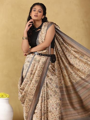 Image of Garden Vareli Pashmina Saree With Unstitched Blouse Piece