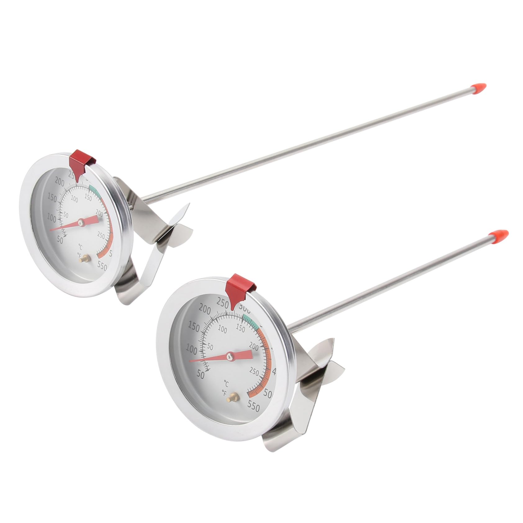 LIFKOME 2 Piezas Termómetro de Horno y Freidora de Acero Inoxidable con Clip Larga para Medición Precisa para Cocina y Horneado Doméstico