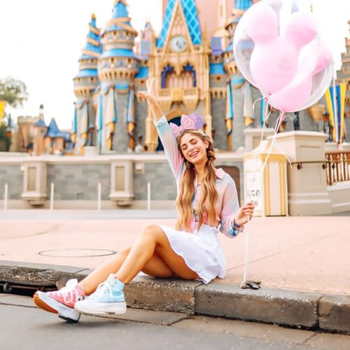 Image of DRESHOW Minnie Ears Headbands Mouse Ears Sequin Bow Headbands Elastic Adjustable Headband Glitter Party Decoration Cosplay Costume for Women