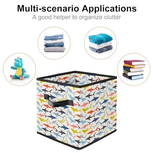Panier de rangement pliable cube tissu requins pour linge et dressing