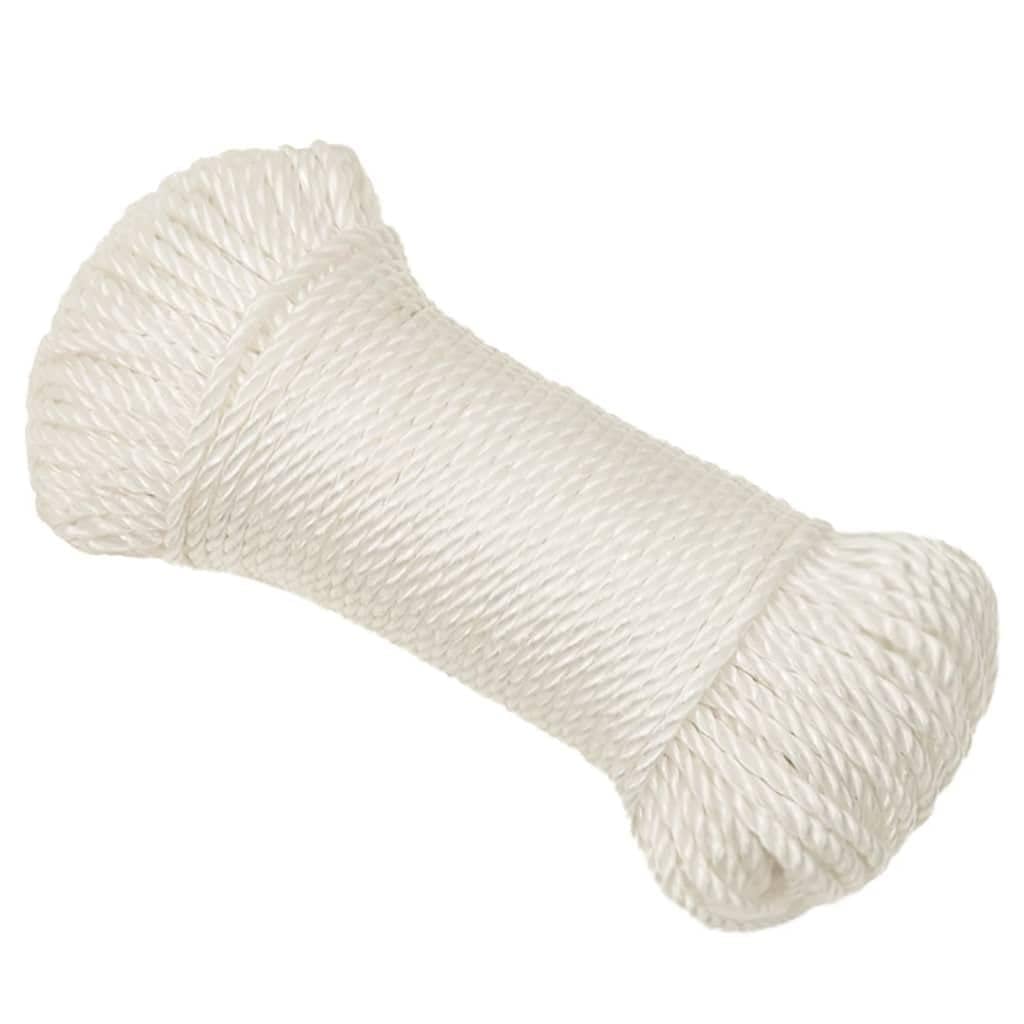 Corda da lavoro in polipropilene, bianca, 8 mm, 250 m, per uso multiuso | Corda in polipropilene resistente per giardino, officina e sport nautici. Galleggiante, maneggevole e sicura da annodare.