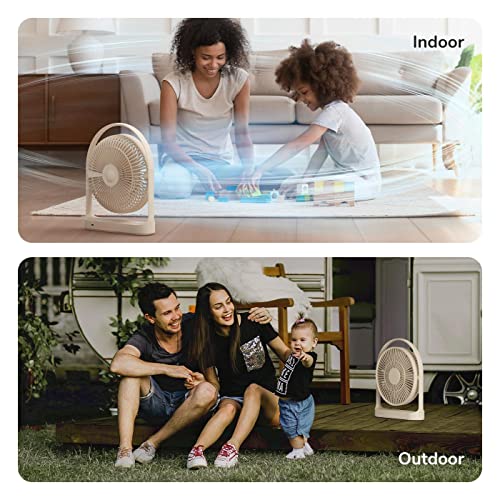 Jisulife 9.8-Inch Battery Operated Desktop Fan [Elegant Design/Whisper Quiet/30H Max/8000Mah] Usb Rechargeable Bedside Desk Fan,Portable Table Fan With 4 Speeds,4 Timer For Bedroom/Office-Light Brown #TOP6