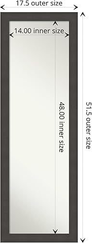 Miniatura 4 de Amanti Art Espejo de puerta no biselado (51.5 x 17.5 pulgadas), marco estrecho de peltre claro Blaine, espejo de longitud completa, espejo de pared,