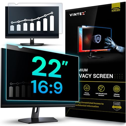 VINTEZ 22 pollici 16:9 proporzioni del computer Privacy Screen Filter per monitor widescreen – Anti-Glare – Pellicola protettiva antigraffio per la riservatezza dei dati