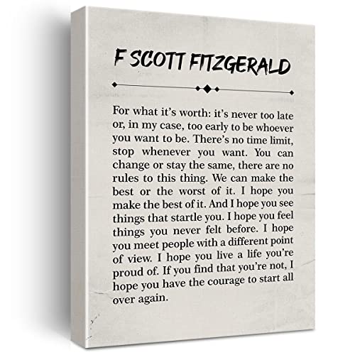 F Scott Fitzgerald for What It's Worth Quote Canvas Wall