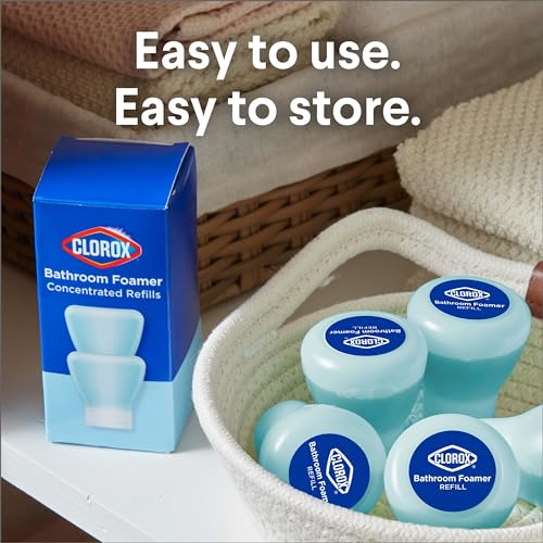 Clorox Bathroom Foamer Refillable Cleaner, Household Essentials, 1 Bottle and 3 Refill, Rain Clean, 1.13 Fl Oz - image 5