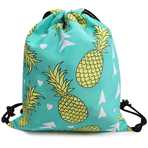 Oflamn Turnbeutel Sportbeutel Jutebeutel Gym Bag Gymsack Hipster Rucksack T-Bags für Damen Herren Kind (Ananas)