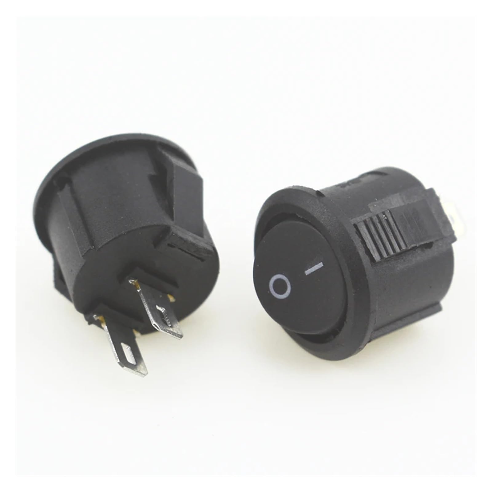 5pcs/10pcs 16mm Diameter Small Round Boat Rocker Switches Black Round Black White Red 2 Pin ON-Off Rocker Switch(Black 5PCS)