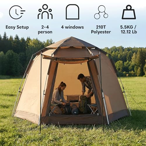 Carpa automática hexagonal para camping 4 personas miniatura 2