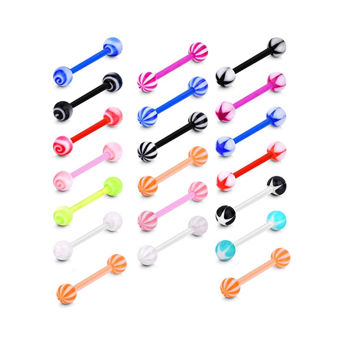 LuLiyLdJ Paquete de 20 piercings para lengua y pezón, de plástico flexible, para lengua y pezón