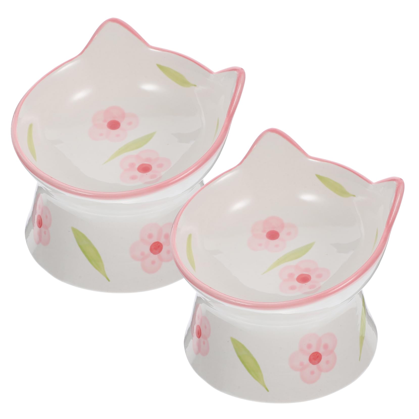 2pezzi Ciotole Rialzate Per Gatti Ceramica Da Antiscivolo Per Cibo e Design Elegante e Facile Da Pulire Per Animali Domestici