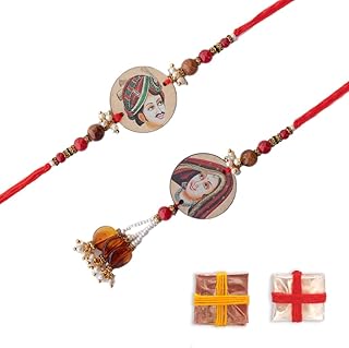 7pc Premium Rakhi Set Rakhi for Brother and Bhabhi 3 Pc Rakhi Bracelet + 2 God Rakhi Bracelet + Roli Rice Tika Rakhee for Brother Raksha Bandhan Bracelet Bhaiya Bhabhi Rakhi Bracelet Combo