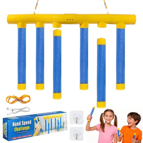 Valyrane Jeu de Réaction et de Coordination - Jeu Interactif d'Attraper des Bâtons Tombants avec 3 Vitesses Réglables pour la Coordination Œil-Main et Les...