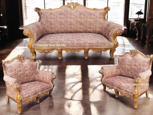 Image of Luxury Wooden Teakwwood Five Seater Sofa Set for Living Room (Honey Brown) Solid Wood Outdoor Chair 5 Seater Sofa | (13)