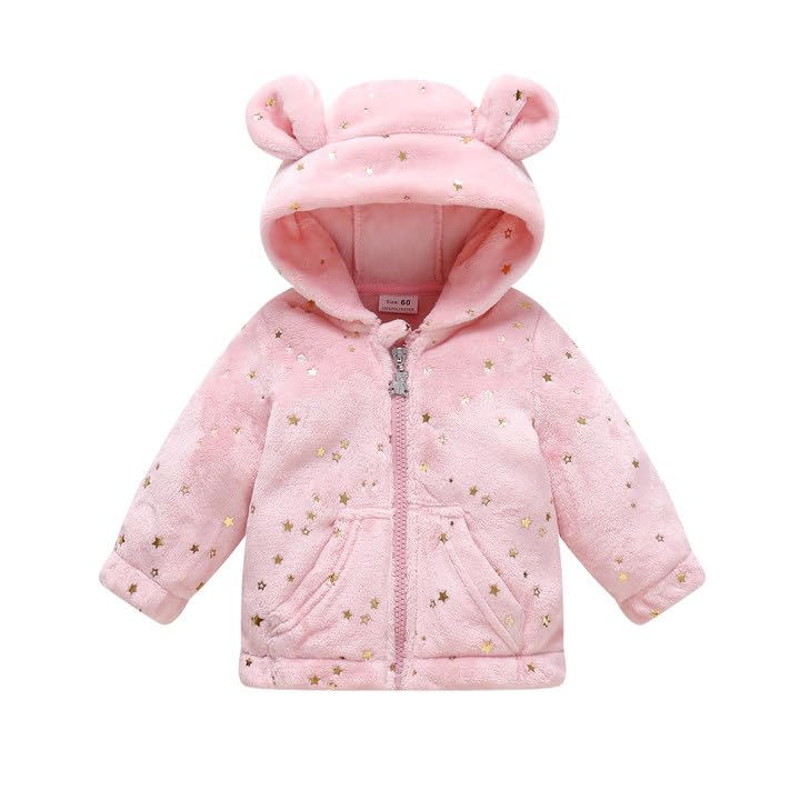 Image of Baby Girl Winter Fleece Coat Toddler Boy Jacket Infant With Hood Warm Outerwear