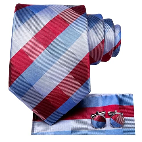 Image of Dubulle Mens Paisley Striped Tie Woven Necktie for Men and Handkerchief Cufflinks Set Wedding Formal Business