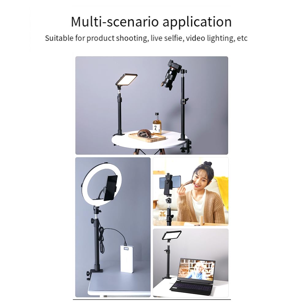 C TríPode Abrazadera Montaje en Escritorio Soporte de Luz con RóTula de Bola de 1/4 Pulg. Accesorio de Mesa Soporte de Mesa Ajustable para CáMara