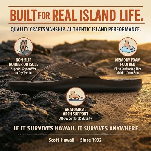 Image of Scott Hawaii Makaha Flip Flop Black | Custom Molded Outsole with Arch Support | Podiatrist Recommended