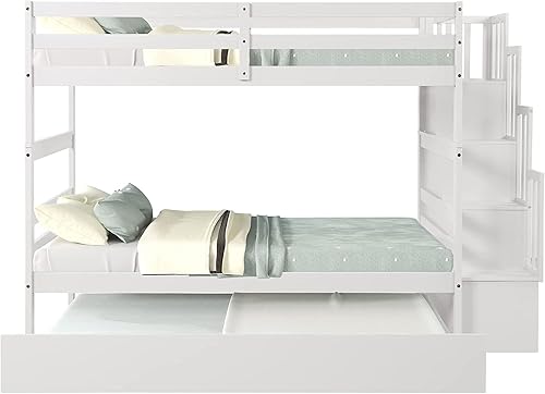 Miniatura 6 de Harper  Bright Designs Litera de escalera individual sobre individual con nido literas desmontables de tamaño individual sobre individual con