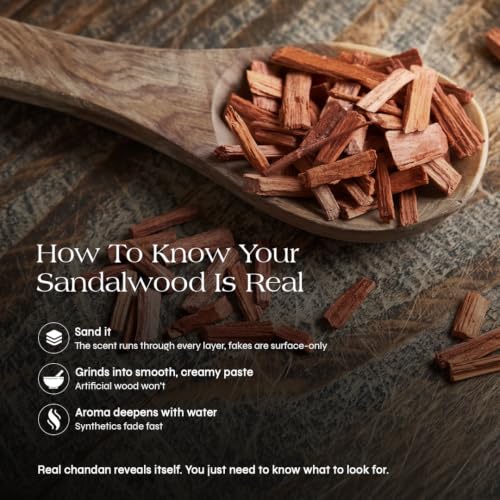 Image of N'CHANT 100% Pure Mysore Sandalwood Log for Face & Skin Care | Original Chandan Stick, Lab Tested | Cooling Ayurvedic Face Pack for Glow & Clear-Looking Skin | Pooja, Tilak & Meditation