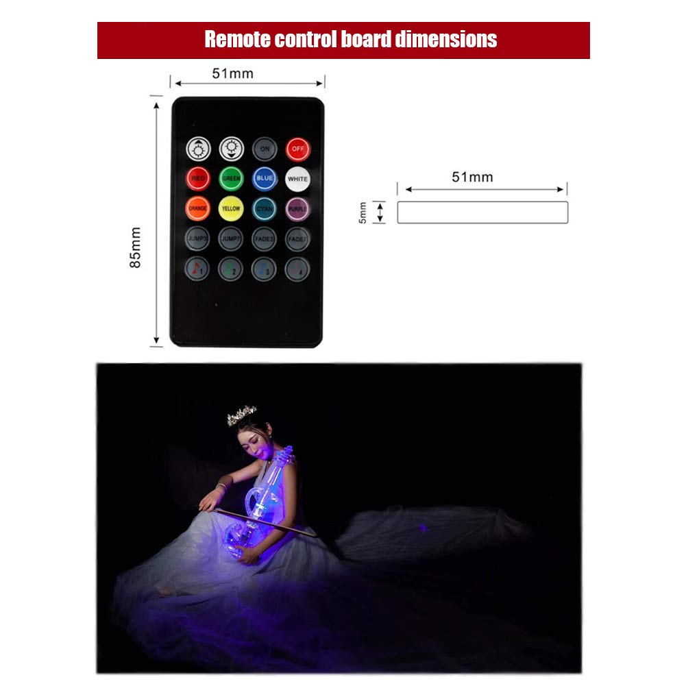 4/4 Violino elettronico Bluetooth LED Colore Luce Violino Acrilico Materiale Trasparente Set per Principianti con Scatola Cuffie Arco Telecomando