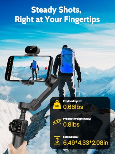 Image of AOCHUAN 3-Axis Gimbal Stabilizer for iPhone & Android,NO APP AI Tracking,7.8' Built-in Extension Rod,Phone Stabilizer for Video Recording,OLED Display,Trigger Button,Sport,Vlogging(Smart V8 AI Black)