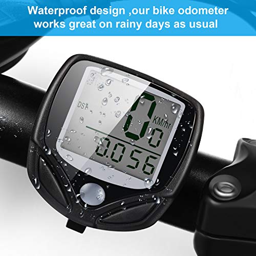 2 Pack Multi-Functions Bicycle Speedometer Wireless Bike Odometer Waterproof Cycle Computer with LCD Display for Outdoor Cycling Real-time Speed Tracking