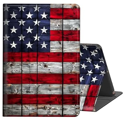FKIUBWRY Case for iPad mini 5th Generation,for iPad mini 4 Case,Slim PU Leather Multi-Angle Stand Folio Cute Heavy Duty Protective Cover with Auto Wake/Sleep,Wood American Flag