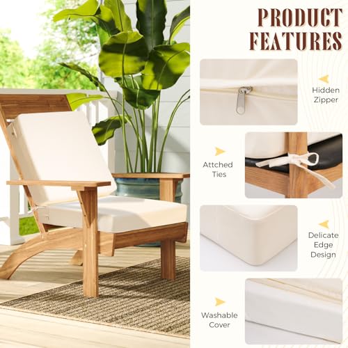Image of Deep Seat Patio Cushions Set of 2, 24x24 Inch Waterproof & Fade Resistant Outdoor Chair Cushions, Thick Padded Replacement Sofa Cushions for Garden Yard Furniture