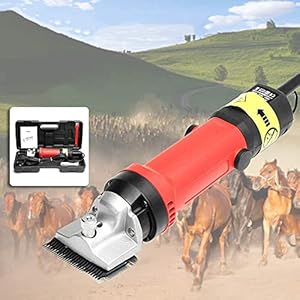 JYCCH Paardenschaar, professioneel voor runderen, paarden, honden, vee, haarverzorging, elektrische tondeusschaar met 6 snelheden, dikke huid en zware boerderij