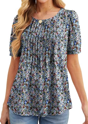 GRECERELLE T-Shirt Women's Summer Short Sleeve Crew Neck Tops Women's Shirt Leisure Blouse Shirt Lightweight Casual Tunic Tops T-Shirt, Black with anemone, XL GRECERELLE T-Shirt Women's Summer Short Sleeve Crew Neck Tops Women's Shirt Leisure Blouse Shirt Lightweight Casual Tunic Tops T-Shirt, Black with anemone, XL