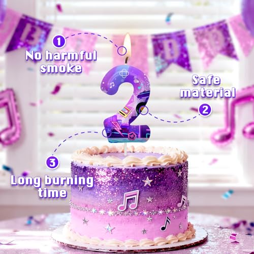 Image of Dark Purple Number 1 Birthday Candles, Cartoon Themed Cake Toppers for Boys Girls Cake Decorations, Birthday Decorations Party Supplies, Number Candles for Party Decor